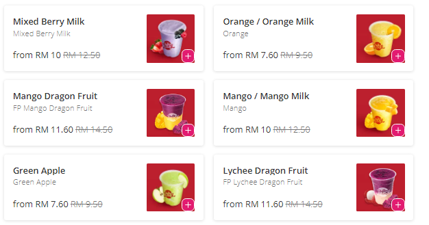 Juicy Fresh Juice Bar Menu Malaysia 