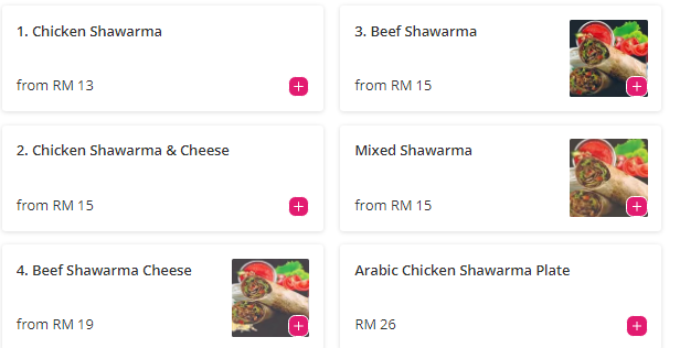 Shawarma Halab Gate Menu Malaysia 
