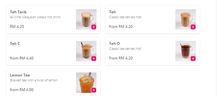 Ali, Muthu & Ah Hock Menu prices Malaysia