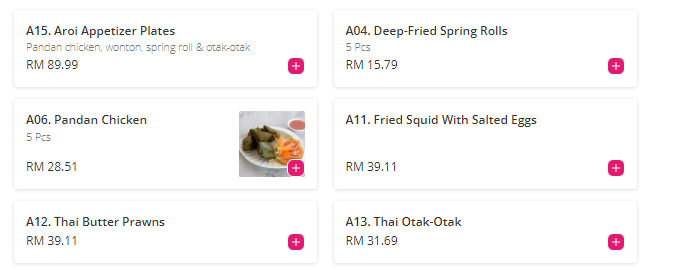 Aroi Thai Kitchen Menu Malaysia 