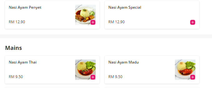 D’ Cafe Lijah Nasi Ayam Menu Malaysia