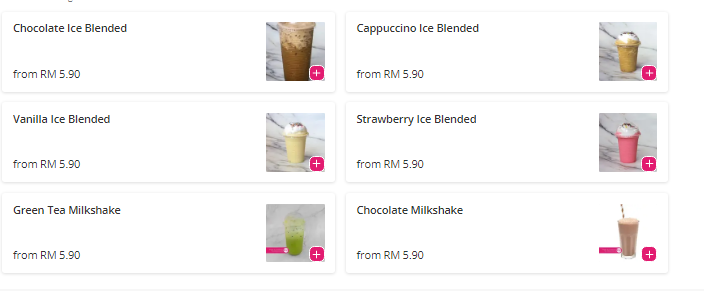 Ice Blended & Waffle Shop Menu Malaysia