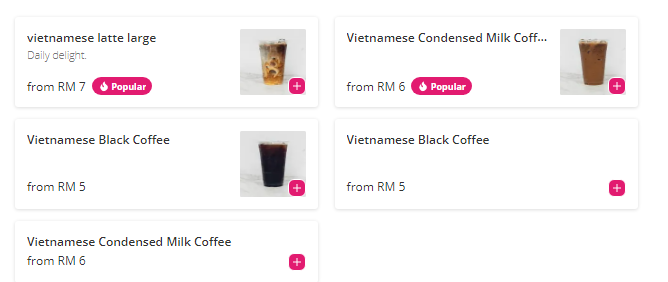 Kee Nguyen Vietnam Coffee Menu prices Malaysia