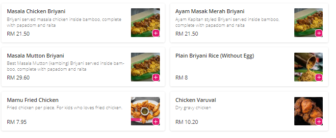Mamu Briyani House Menu prices 2024 Malaysia