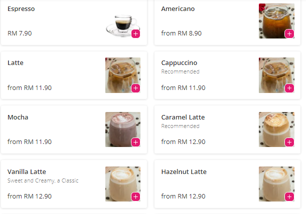 B Cafe Menu Malaysia
