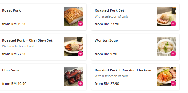 Boon Signature Roast Pork Menu  Malaysia
