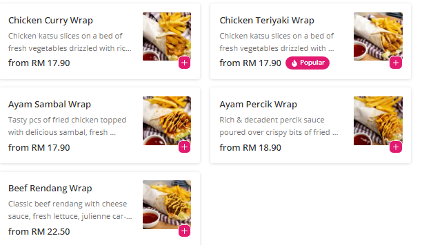 It's a Wrap- Tumiies Menu   Malaysia 