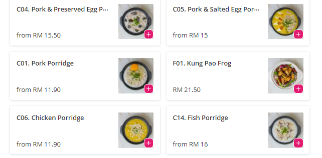 Kou Shui Porridge 口水粥 Menu Malaysia