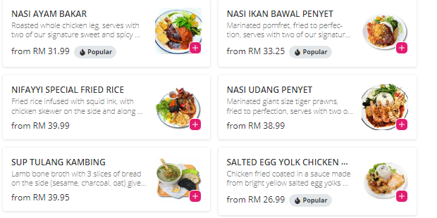 Nifayyi Warung & Kafe Menu Malaysia
