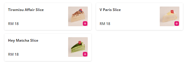 Vanilla Mille Crepe Menu Malaysia