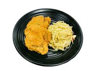 2 Pcs Fried Chicken Thigh Pasta and Free Mushroom Soup