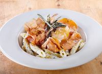 Salmon Cream Penne With Sous Vide Egg