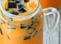 Thai Iced Milk Tea with Grass Jelly