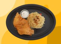 Fried /Grilled Cod Fish With Aglio Olio Pasta