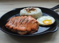 Rice With Grilled Mentaiko Salmon
