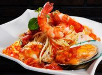 P1. Seafood Marinara Spaghetti