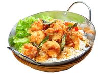 Salted Egg Prawn with Rice