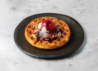 Banana Brulee & Wild Berries Compote Waffle