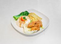 Deep-fried Chicken with Rice, Egg and Vegetable