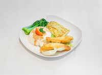 Fish Nuggets with Rice, Egg and Vegetable