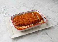 Cheese Baked Rice with Pork Chop & Tomato Gravy 茄汁豬扒焗飯