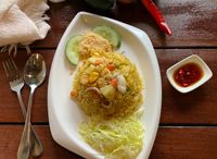 Pineapple Fried Rice with Seafood & Chicken Floss