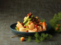 Stir-Fried X.O. Prawn, Scallop And Seasonal Vegetables X.O. 酱虾球带子炒时蔬