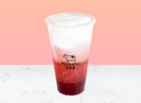 Strawberry Coulis Frostea With Milk Foam