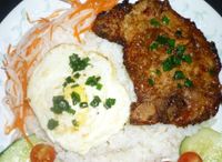 Cơm Sườn ốp La (Steamed Rice With Cutlet & Omelet)