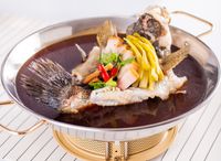 Steamed Fish with Preserved Vegetables on Hot Plate 招牌铁板酸菜蒸鱼