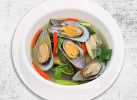 Spicy Half Shell Mussel Soup With Lemon Grass & Lime Leaves